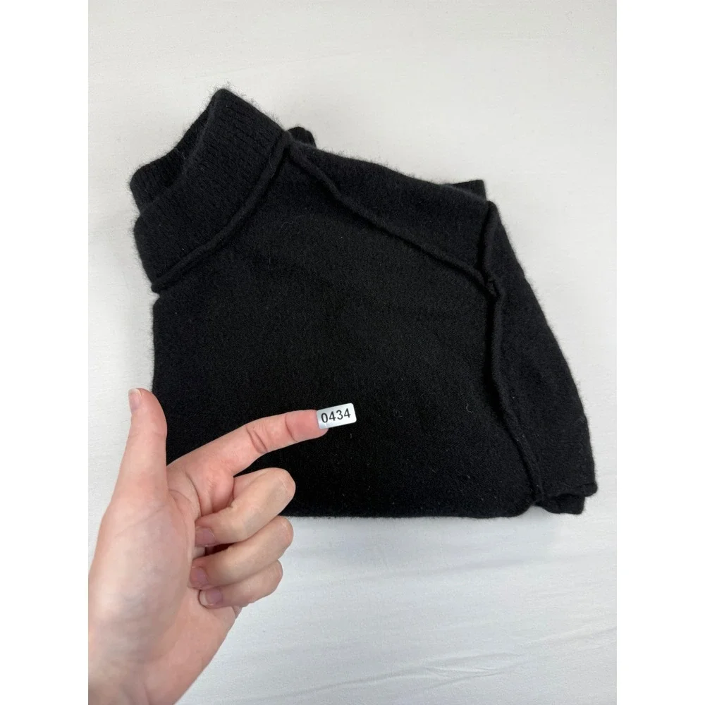 100% Cashmere Free People Womens Mock‎ Neck Sweater Black Size L